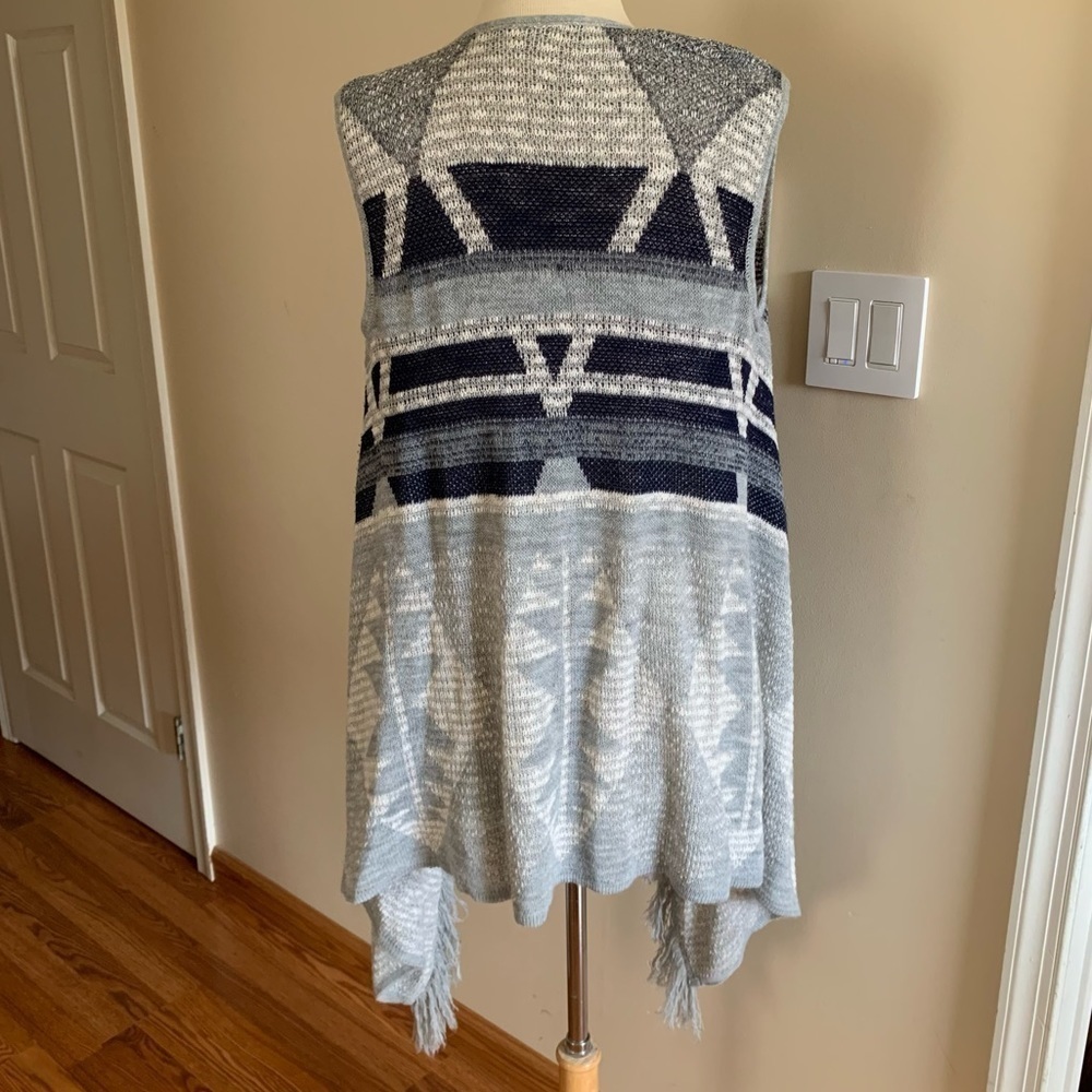Blue gray Sleeveless Open Draped Vest M - Picture 13 of 14